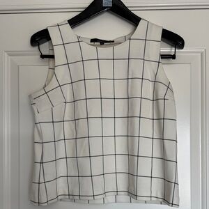 Amanda & Chelsea Cream Grid Pattern Blouse